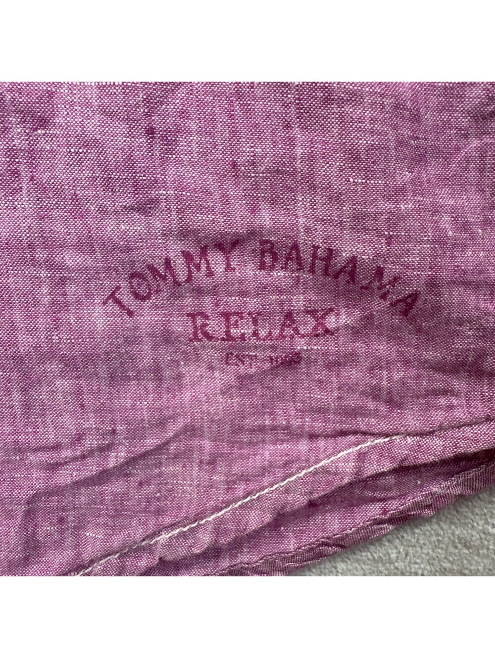 Tommy Bahama RELAX Linen Button Front Short Sleeve Plum Hawaiian Shirt Mens XL - Picture 7 of 8